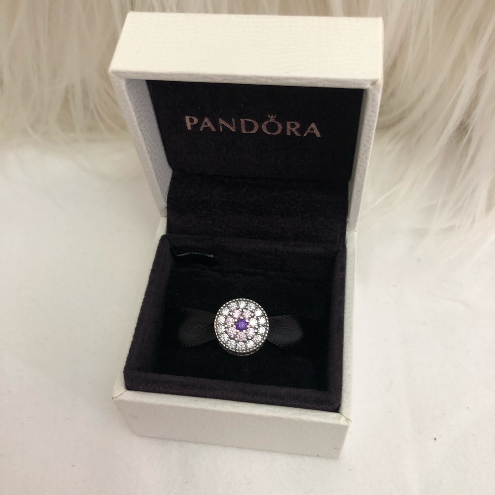 Auth Pandora Dazzling Floral Charm Pink & Purple